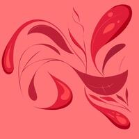 Abstract Red Floral Design. Abstract floral design with red and pink colors, featuring swirling lines and leaf shapes. Minimalistic and creative artwork with vivid color tones. vector