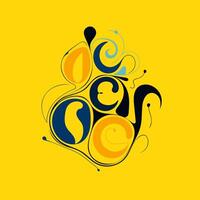 Abstract Ocean Design with Swirls and Yellow Background. A captivating abstract ocean design featuring swirling patterns in shades of blue and orange against a vibrant yellow background. vector