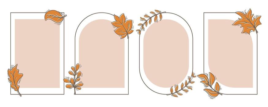 Autumn frame rectangular, oval and other shapes vector