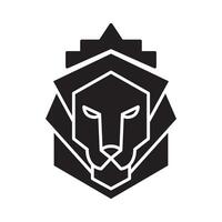 Lion head with a crown shield logo silhouette design. Crest icon. Luxury brand element for business project. Concept stability and protect your investments isolated on white background vector