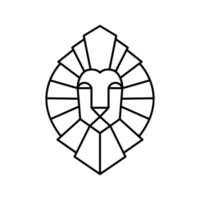 outline lion head shield logo design. line crest icon. Luxury brand element for business project. Concept stability and protect your investments isolated on white background vector