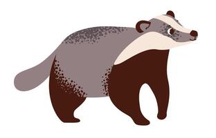 Cute badger. Forest animal isolated on white background. vector