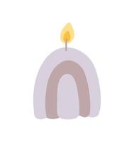 Modern hand drawn aesthetics candle. Colored flat illustration isolated on background. decorative element for greeting card, web, christmas, wedding, birthday, valentine day vector