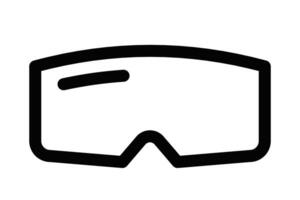 Illustration of a black and white ski goggles icon in a simple, minimalist style. Editable stroke. vector