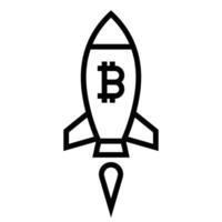 Outline of a rocket with a Bitcoin symbol. Illustration representing cryptocurrency growth or technology innovation. Editable stroke. vector