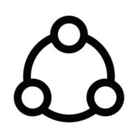 Icon of a black collaboration symbol, showing three connected circles, representing teamwork, unity, or networking. Editable stroke. vector