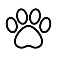 Simple black and white line icon of a paw print, symbolizing pets, animals, and veterinary care. Editable stroke. vector