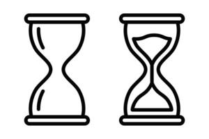 Outline of two hourglass icons. Illustration symbolizing time, waiting, or deadlines. Editable stroke. vector