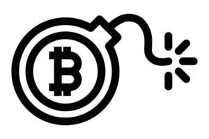 Bitcoin bomb icon, representing financial risk and volatility in cryptocurrency investments. Editable stroke. vector