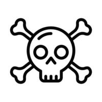 Skull and crossbones icon in simple outline style. Illustration of danger or warning symbol. Editable stroke. vector