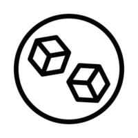 Two 3D cubes inside a circle, representing blockchain, technology, and digital concepts. Editable stroke. vector