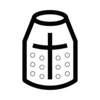 Minimalistic outline of a Crusader helmet. Illustration symbolizing medieval knight armor or historical warfare. Editable stroke. vector