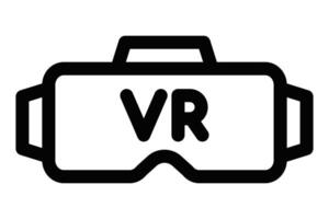 Illustration of a black and white VR headset icon with a clean, minimalist design. Editable stroke. vector