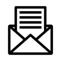 Outline icon of an open envelope with a letter, representing mail, messaging, and communication. Editable stroke. vector