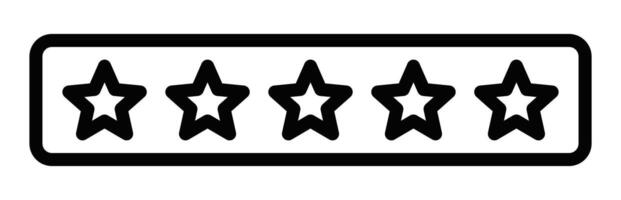Five-star rating bar icon. Simple, clean symbol for quality and excellence. Editable stroke. vector
