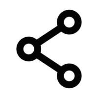 Icon of a share symbol, showing connected circles with lines, representing social media sharing or communication. Editable stroke. vector