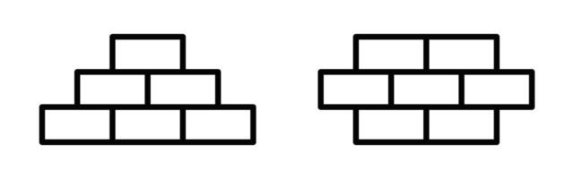 Black and white line icon of brick walls, symbolizing construction, foundation, and building projects. Editable stroke. vector