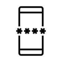Minimalistic outline of a mobile lock password field with asterisks. Illustration representing mobile security or privacy. Editable stroke. vector