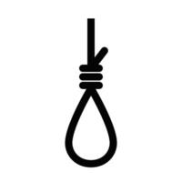 Icon of a noose, representing a dark or somber concept. Simple black and white design. Editable stroke. vector