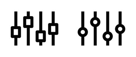 Icons of equalizers, representing settings or adjustments. Simple black and white design. Editable stroke. vector