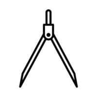 Icon of a compass, representing measurement, drafting, and precision. Simple black and white design. Editable stroke. vector