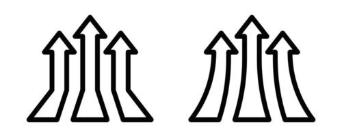 Simple black arrows pointing upward, symbolizing growth, progress, and success. Illustration for business and finance concepts. Editable stroke. vector