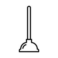 Icon of a plunger, representing plumbing or maintenance tools. Simple black and white design. Editable stroke. vector