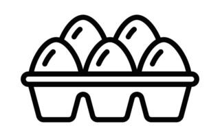 Egg tray icon in simple black outline style, perfect for food, packaging, and grocery themes. Editable stroke. vector
