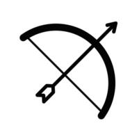 Illustration of a simple black bow and arrow icon in a clean, minimalist style. Editable stroke. vector