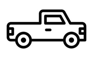 Pickup truck icon in a simple, bold style. Ideal for automotive, transport, and delivery themes. Editable stroke. vector