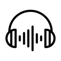 Icon of headphones with sound waves, symbolizing music, audio, and sound quality. Editable stroke. vector