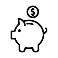 Icon of a piggy bank with a dollar symbol, symbolizing savings and financial management. Editable stroke. vector