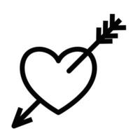 Icon of a heart pierced by an arrow, symbolizing love and romance. Editable stroke. vector