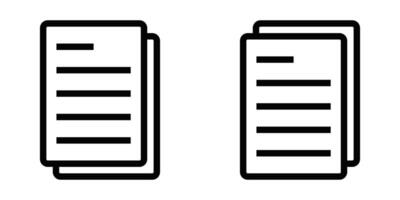 Icons of stacked documents, ideal for representing multiple files, paperwork, or archives. Simple black and white design. Editable stroke. vector