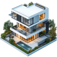 3d rendering of a modern house with a pool png