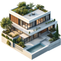 3d rendering of a modern house with a pool png