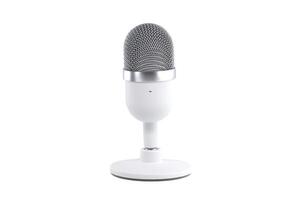 Professional studio microphone isolated on white background, ideal for podcasting, voice recording photo