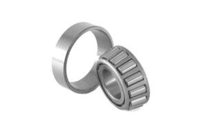 Stainless steel cylindrical roller bearing with an inner ring isolated on white background photo