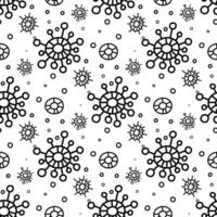 Seamless drawing with bacteria doodles. bacteria are depicted in different sizes using prickly antennae with circles and funny lines. the drawing is made in monochrome style. Dynamic fun design vector