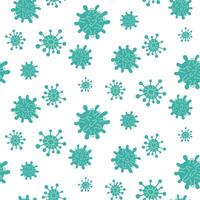 pattern with blue microbes, viruses and bacteria. Viruses of various shapes and quantities with streamlined shapes. Seamless texture on the theme of the disease on white. Medicine, science, study vector