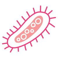 Flat illustration of a pink microbe, virus, bacteria isolated on a white background. virus is depicted in an illustration style with an oval body and fluffy antennae with a body inside. Spot vector