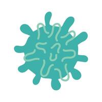 Flat illustration of a blue microbe, virus, bacteria isolated on a white background. virus is depicted in the style of an illustration with a round body and streamlined spikes, similar to blob vector