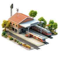 train station isometric transparent background png