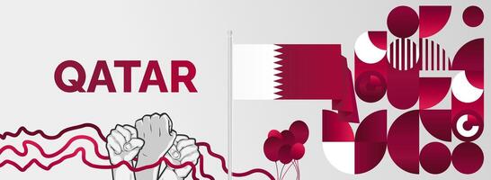 Retro modern geometric pattern background for Qatar National or independence day vector