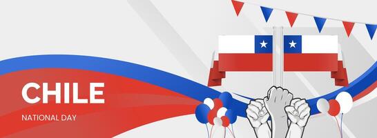 Modern background for Chile independence day with fist and balloons vector