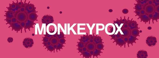 Pink background and mpox virus for medical interest and awareness of the dangers of monkeypox virus spread. vector