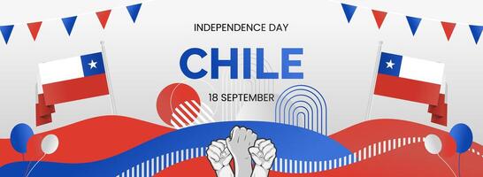 Web banner for chile national day with various geometric ornaments vector