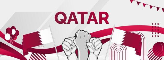 Wide background with fists for the spirit of commemorating Qatar National Day vector