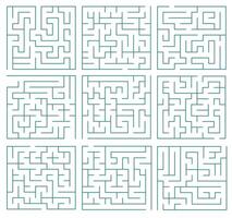 Labyrinth. Tangled maze lines. Logic game, route. Green geometric pattern. vector