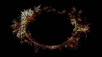 Neon frame effect,Oval Frame with Snowflakes on black background. video
